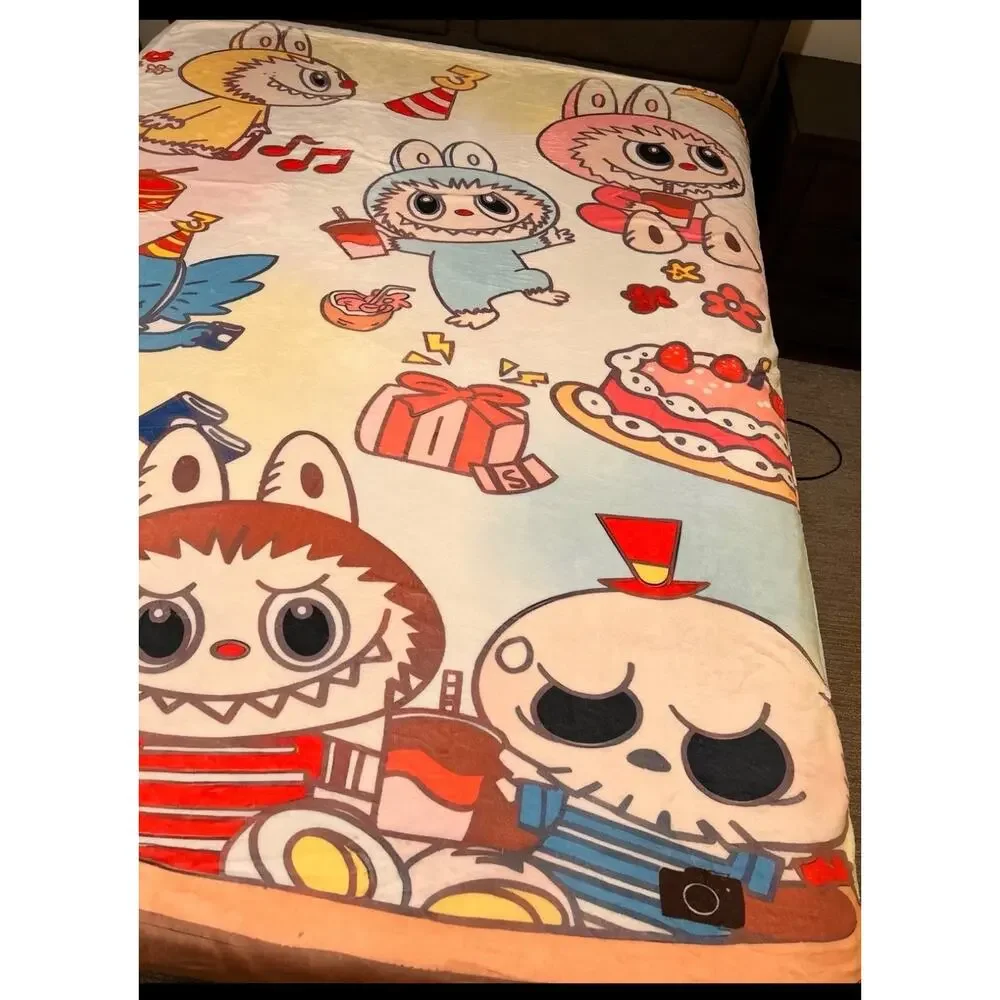 Labu buCute Cartoon Plush Throw Blanket, 60” x 78” Soft Fluffy Warm Cozy Fleece